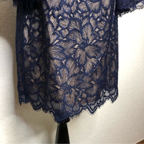 Trina Turk Akamai Lanai navy blue lace overlay off shoulder dress size 8 NWT - Picture 14 of 16